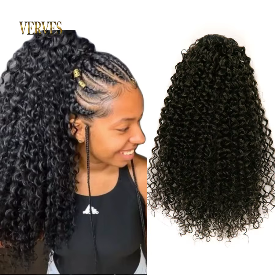 VERVES cordon synthétique bouffant queue de cheval Afro bouclés 16 pouces Extension de cheveux pince en Pontail