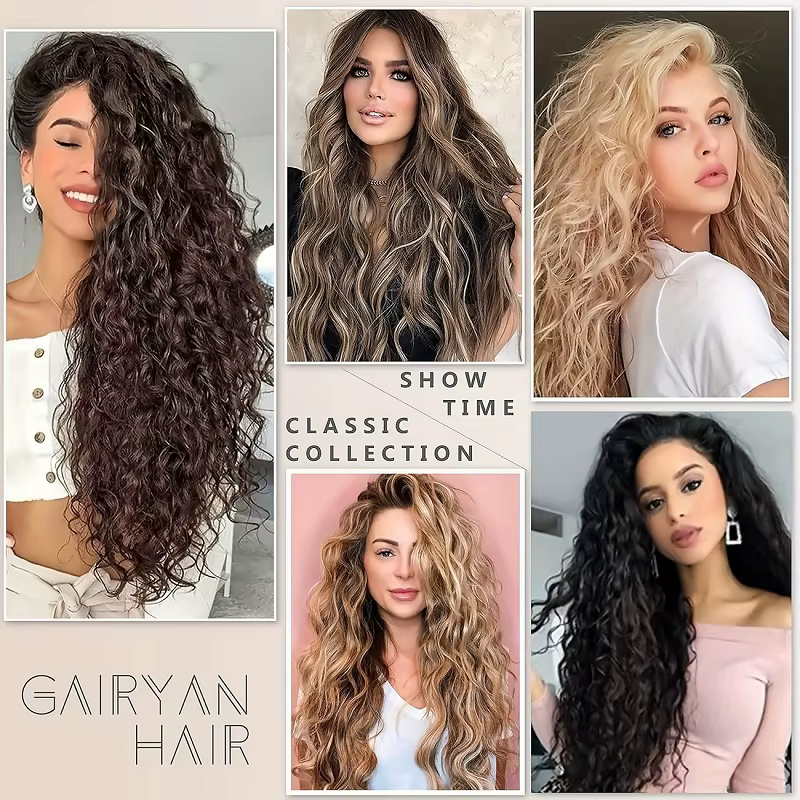 Extensions de cheveux synthétiques ondulés de 24 pouces