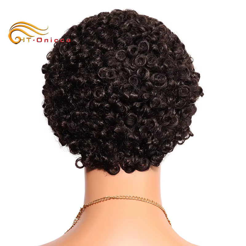 Perruque coupe lutin pour femmes cheveux bouclés dentelle avant perruques