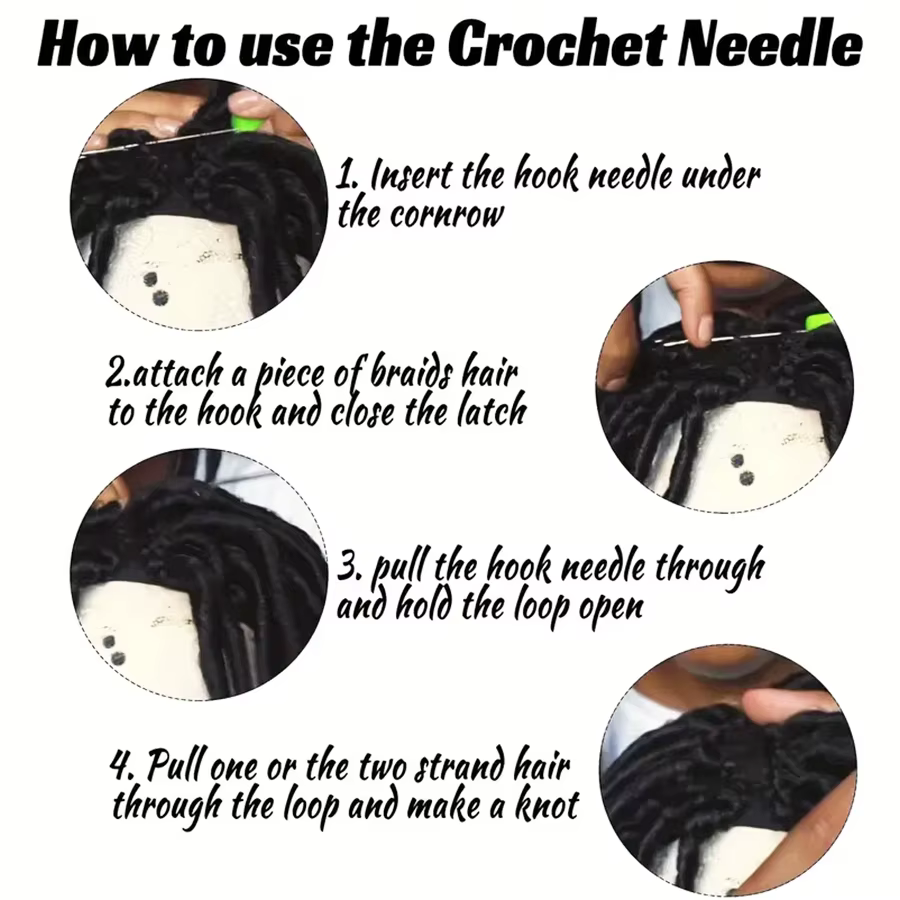 Bonnet de perruque tressé en cheveux au crochet