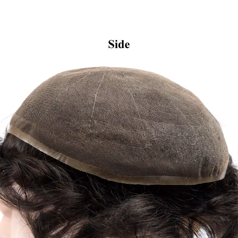 Toupet pour homme, base en dentelle complète | Perruque en cheveux humains