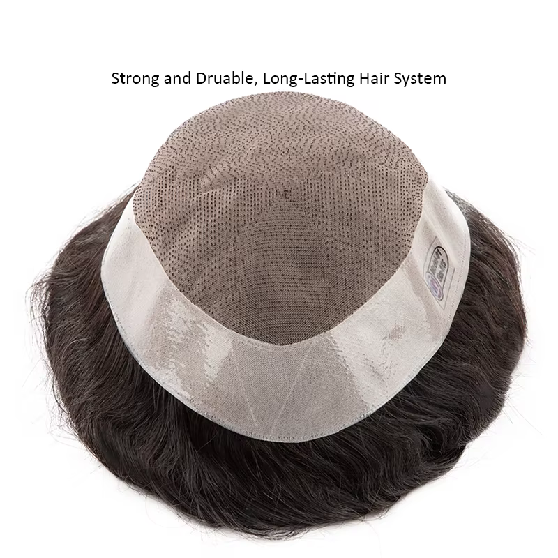 Perruque Toupet en Cheveux Naturels Mono Fin pour Homme