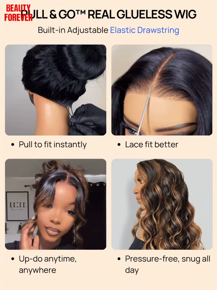 Perruque Beautyforever Balayage Brun Mèches Dégradées Effet Ondulé 7x5 Sans Nœuds Sans Colle Cheveux Humains Naturels