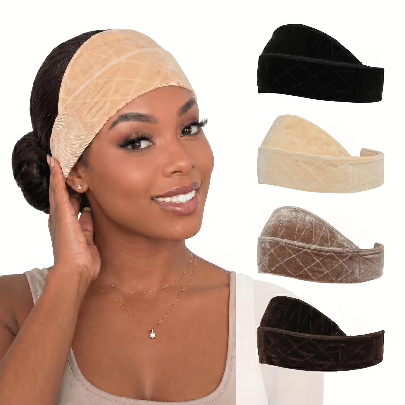 Ensemble de bonnets pour perruques avec maille respirante élargie et bande antidérapante en velours. Conçues