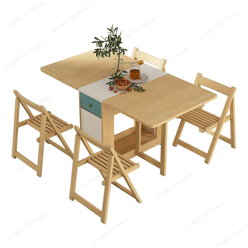 Table à manger pliable pour les petits foyers, ensemble combinable mobile, gain de place, table de 1,4 m avec 0, 2, 4 ou 6 chaises