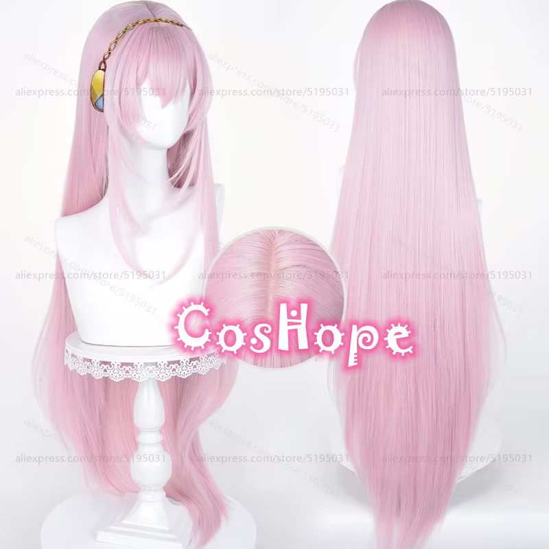 Luka Cosplay perruque 100 cm longue droite rose
