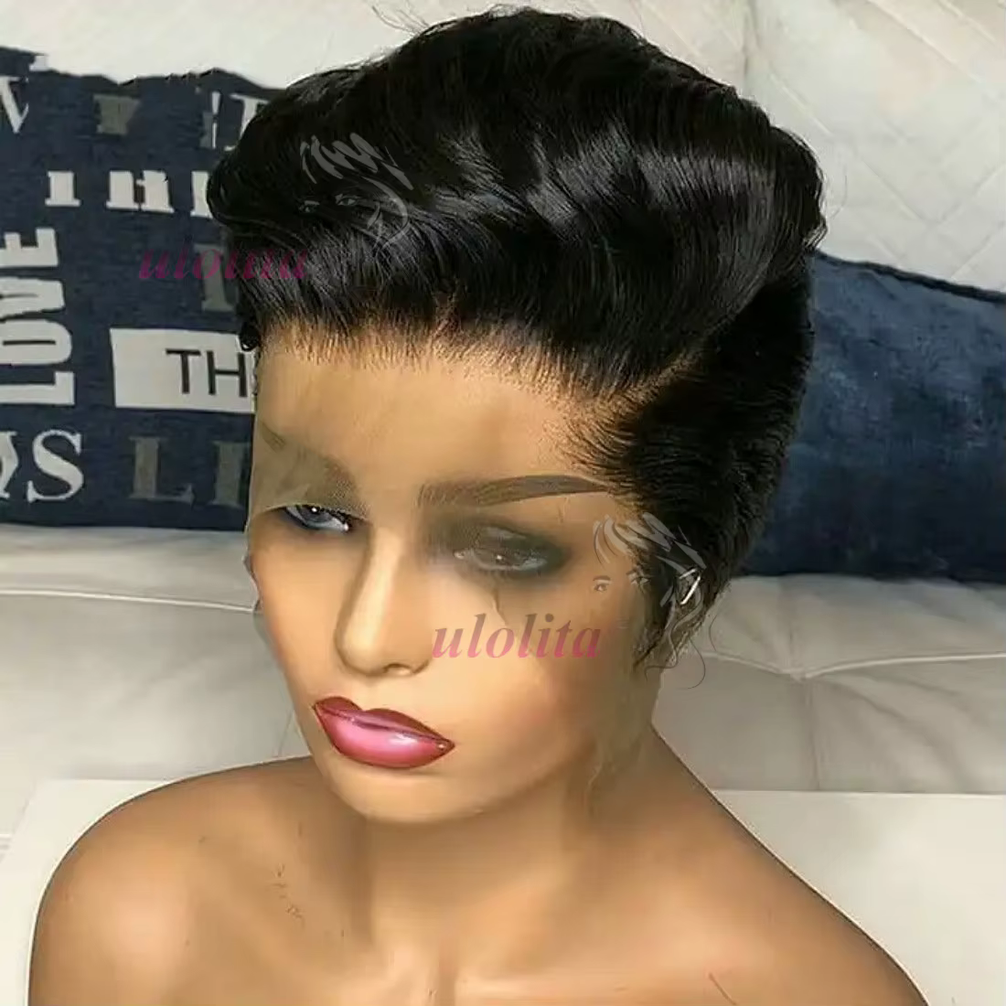 Perruques courtes Pixie Cut 13x4 avec dentelle transparente pour femmes
