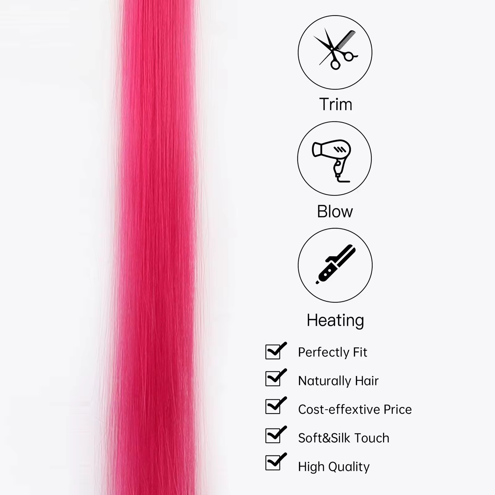 Extensions de cheveux synthétiques colorées à clips