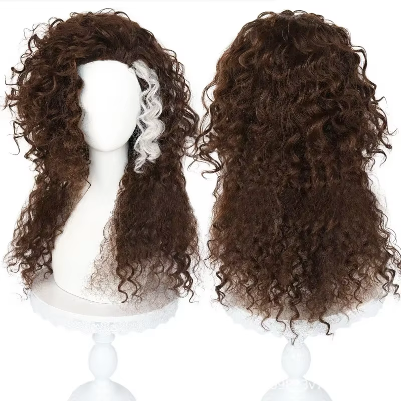 Personnage du Film Bellatrix Lestrange Disfraz longue perruque ondulée mixte marron