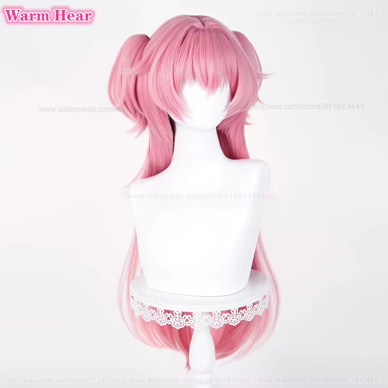Nouveau! Perruque de cosplay Anime Momoi Airi longue de 78 cm, rose, double queue de cheval, cheveux synthétiques résistants à la chaleur, perruques pour fête d'Halloween + un bonnet de perruque