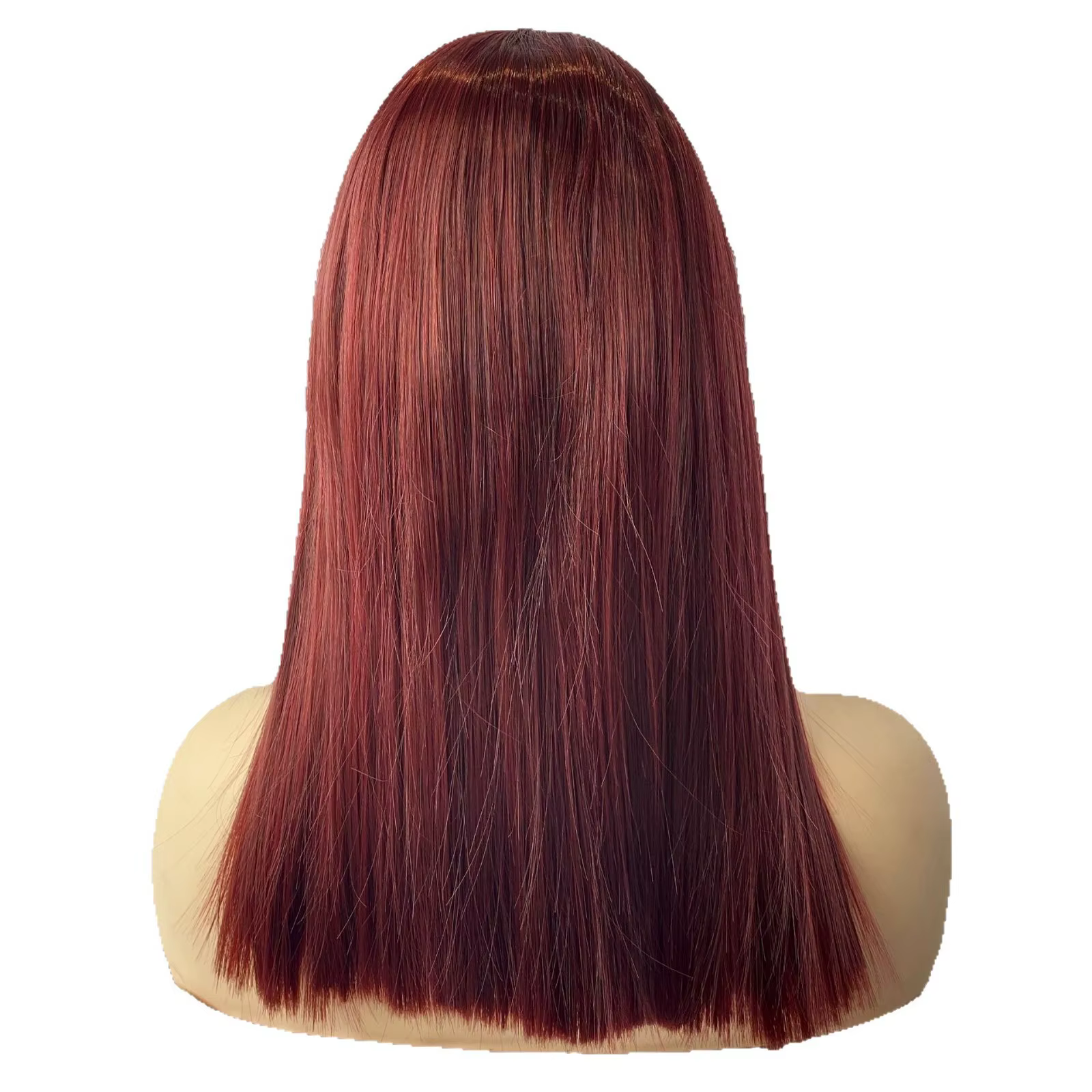 Perruque synthétique longue et lisse rouge vin pour femmes