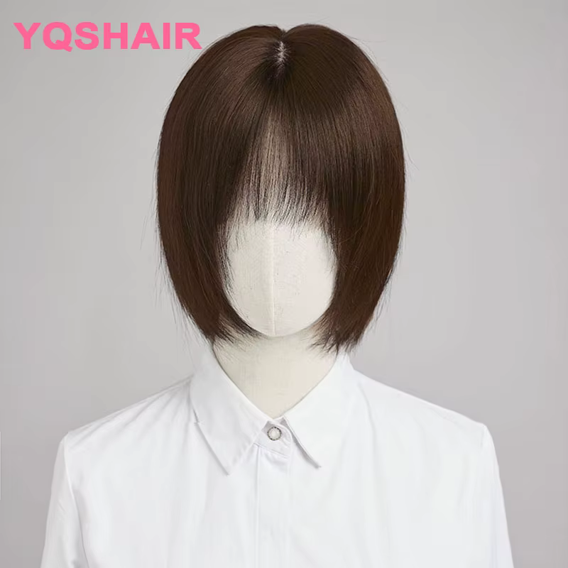 Perruque en cheveux humains avec base en soie