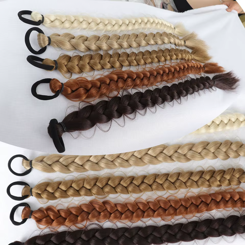 Extension de cheveux queue de cheval tressée synthétique avec élastique