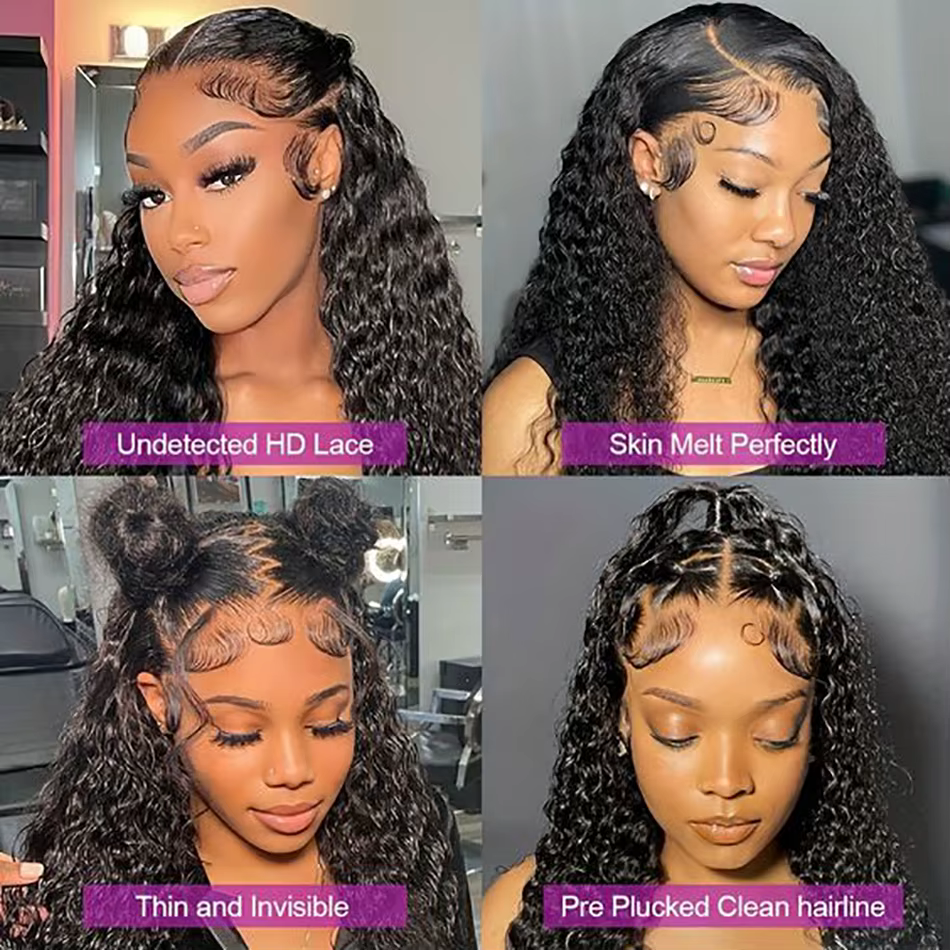 Perruques en cheveux humains bouclés malaisiens 13x6