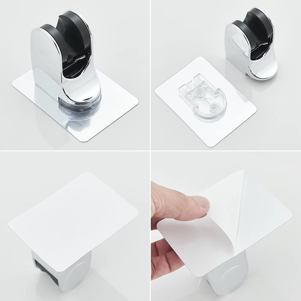 Pommeau de douche à effet pluie haute pression chromé avec douchette combinée et bras d'extension, 6 réglages, douchette réglable en hauteur/angle