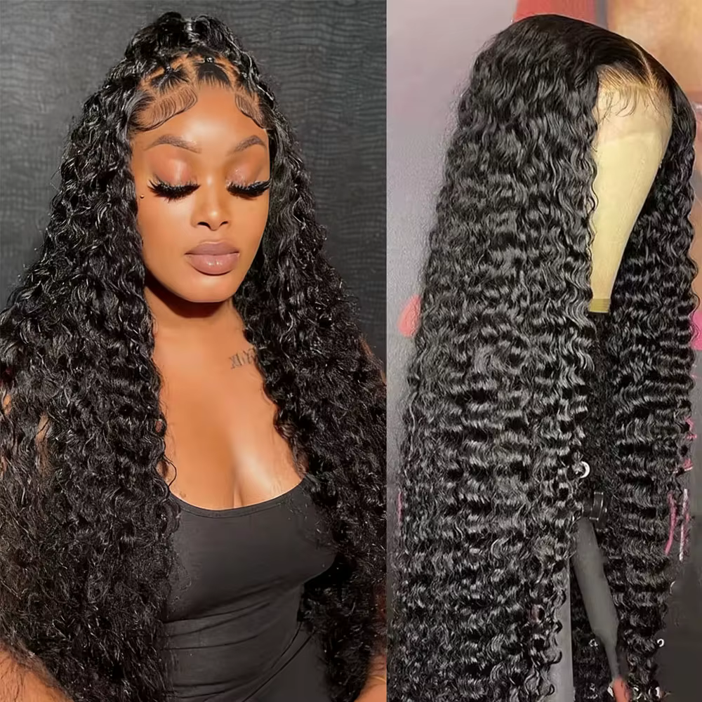 Perruques de cheveux humains avant de dentelle transparente HD perruque bouclée Jerry
