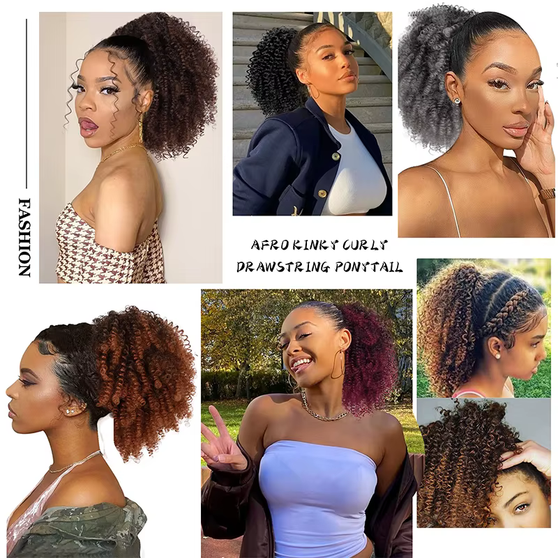 LUPU Kinky Curly Ponytail Clip - en postiche Transformez votre look en quelques secondes Boucles rebondissantes douces pour une ambiance glamour