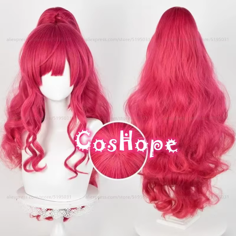 Pinkie Pie Cosplay perruque Pinkamena Diane Pie 70 cm perruque avec queues de cheval Rose rouge perruque Cosplay Anime résistant à la chaleur perruques synthétiques