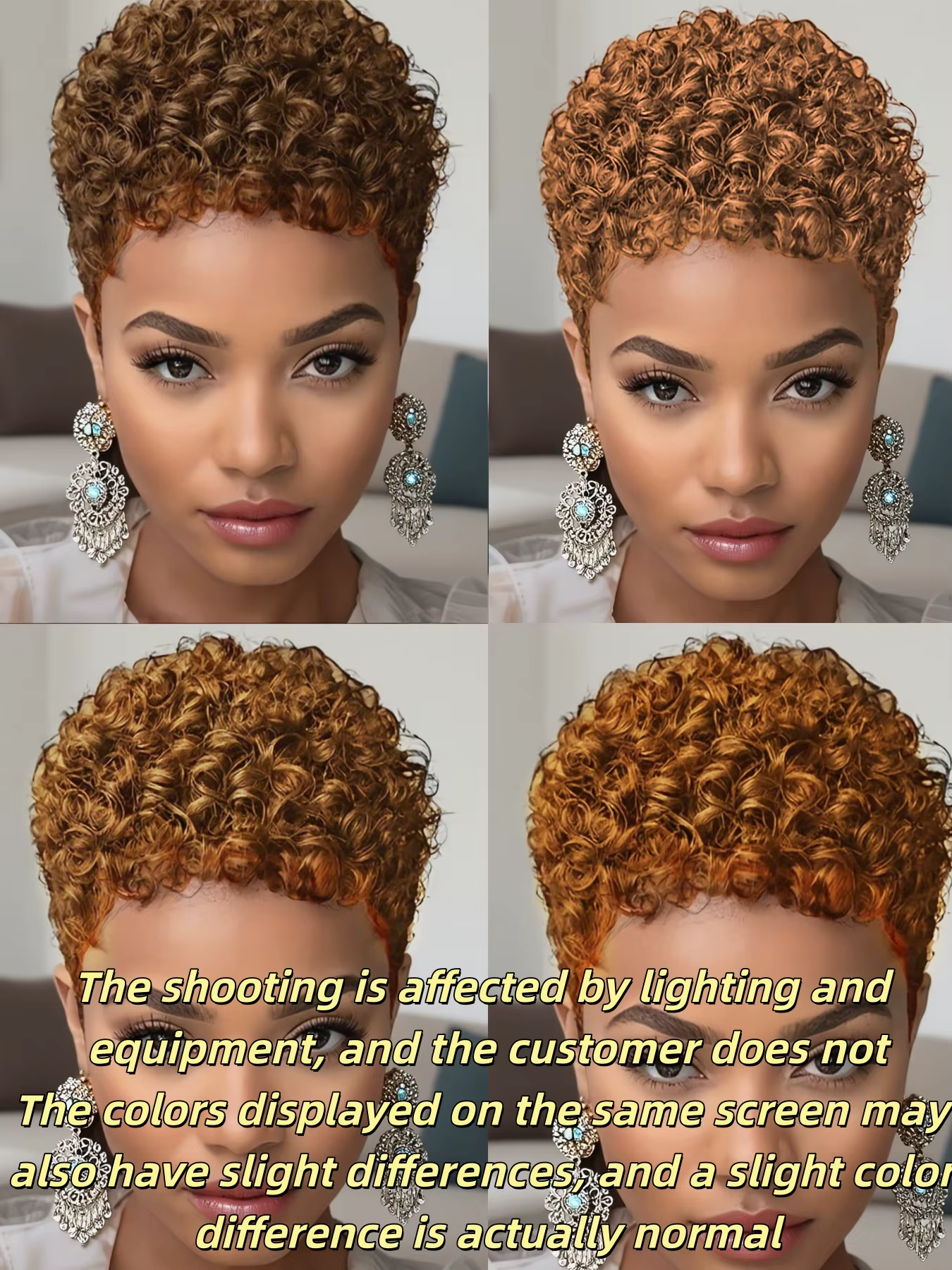 Perruques Afro courtes crépues bouclées perruque de cheveux humains coupe lutin Wi