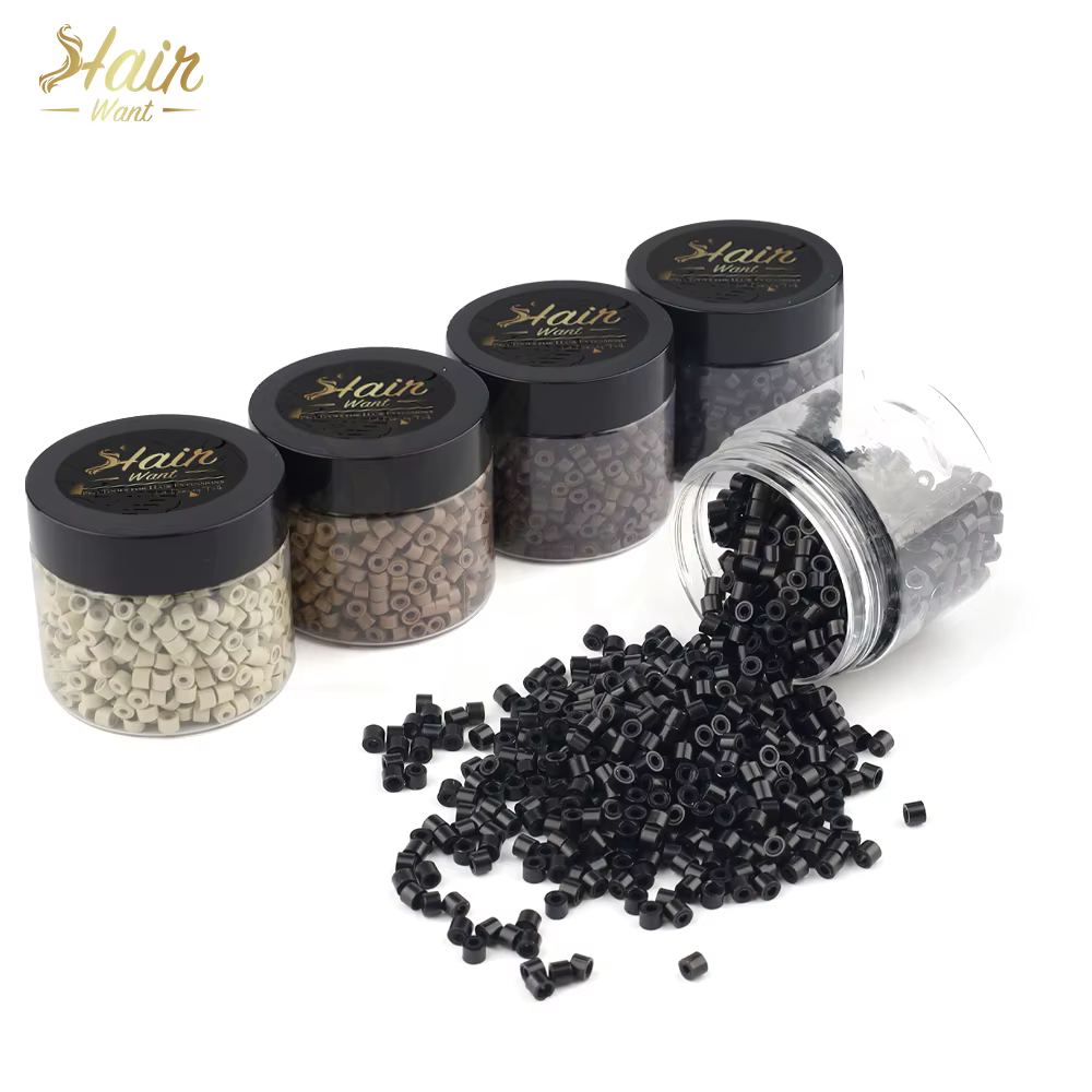 Perles micro-liens en silicone de 4 mm (1000 pièces) pour extensions de cheveux invisibles à coudre