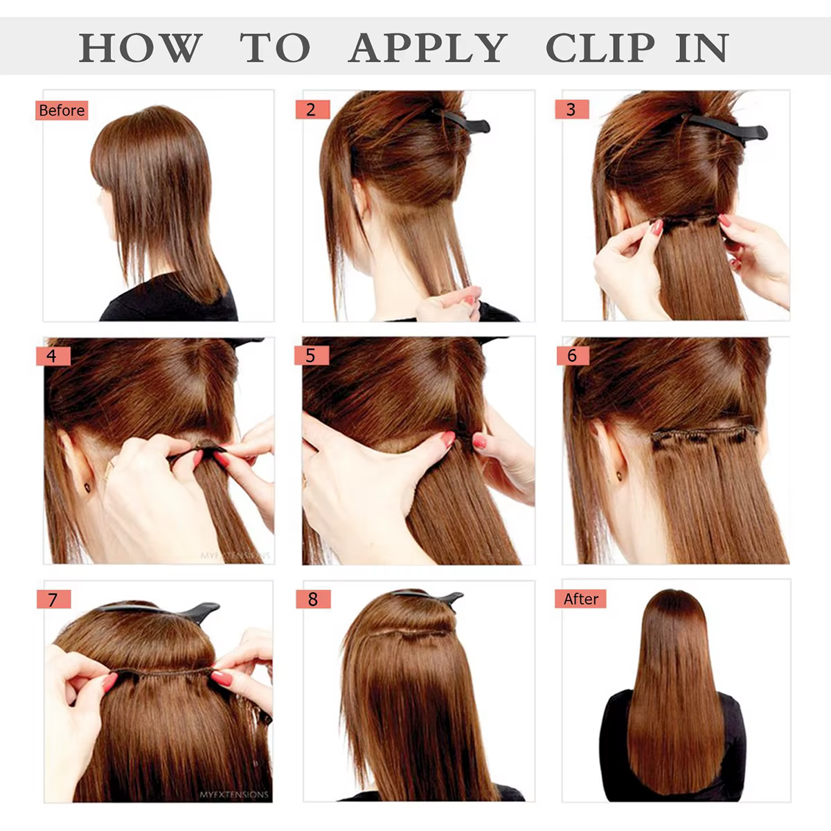 Extensions de cheveux humains à clipser pour femmes
