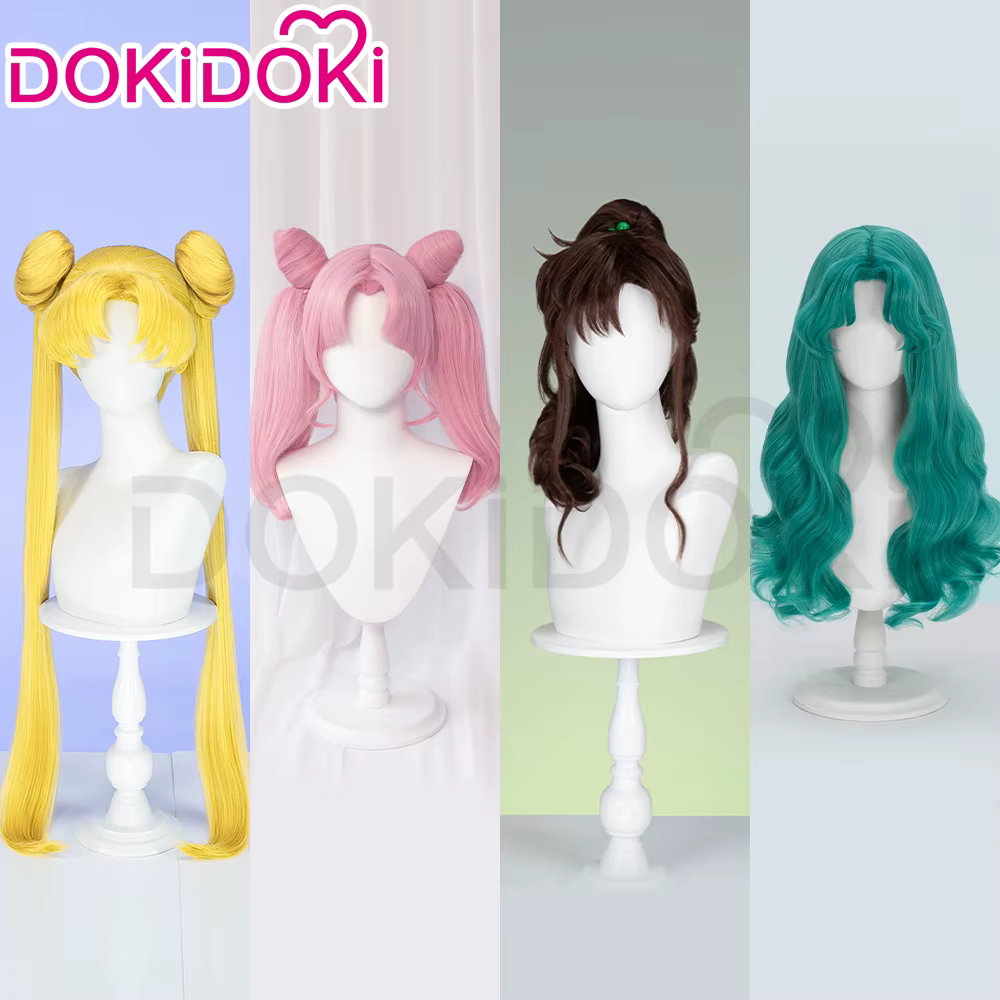 EN STOCK Chibii Usaa Tsuk Occa Usagii Kdón Makotoo Kaiouu Michiruu perruque Anime DokiDoki mignon queue de cheval cheveux casquette gratuite