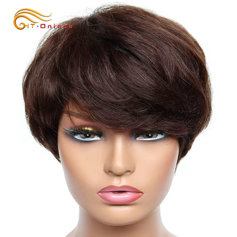 Perruques de cheveux humains bon marché courte Bob coupe lutin perruque