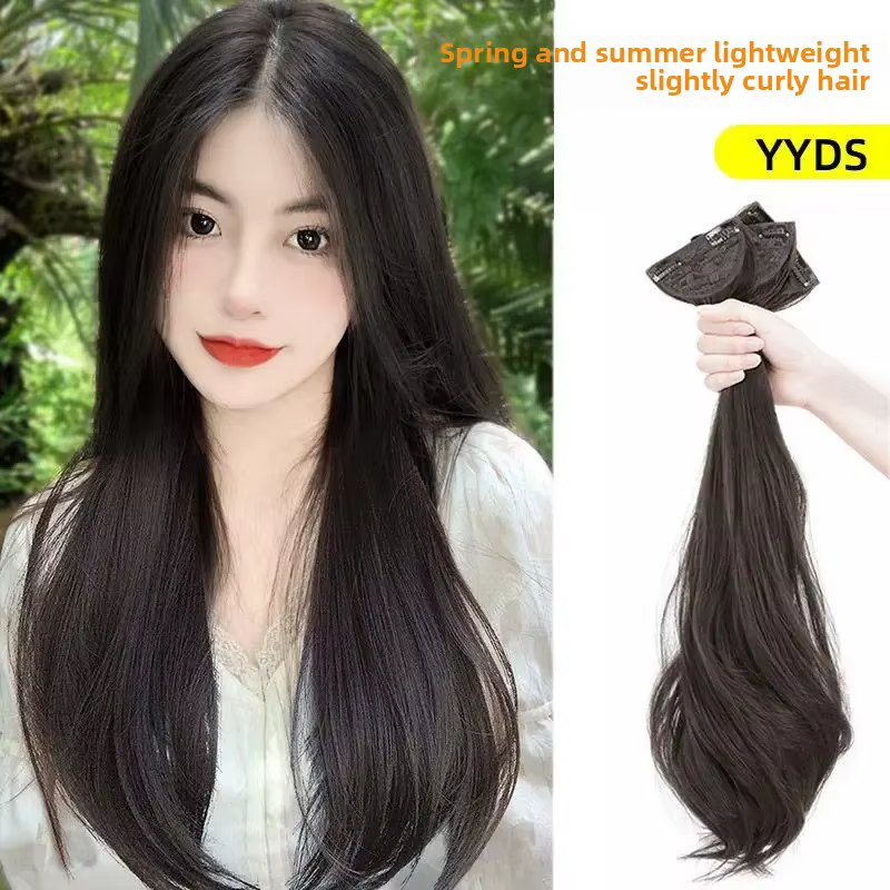 Extensions de perruque trois pièces cheveux longs et raides réalistes pour femmes