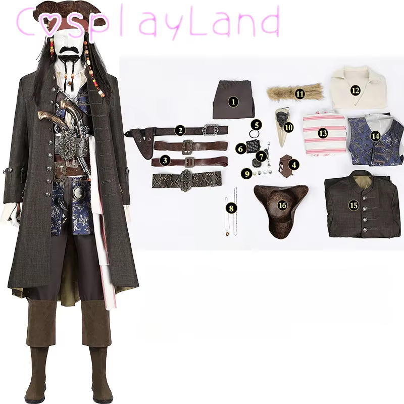 Film Pirates Jack Sparrow Cosplay Costume capitaine