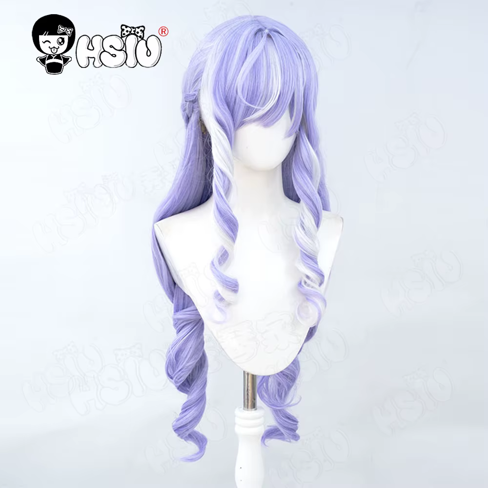 Vivian Cospaly perruque HSIU 90CM violet clair mélangé blanc cheveux longs