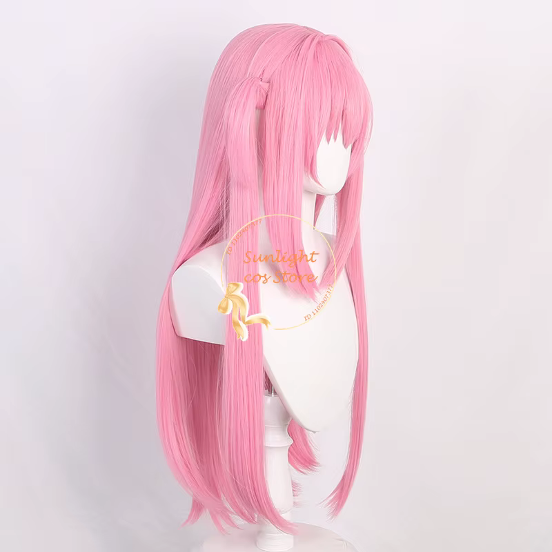 Haute qualité 80 cm Gotou Hitori Cosplay perruque Anime Cosplay rose cuir chevelu cheveux résistant à la chaleur perruques synthétiques en Stock + bonnet de perruque