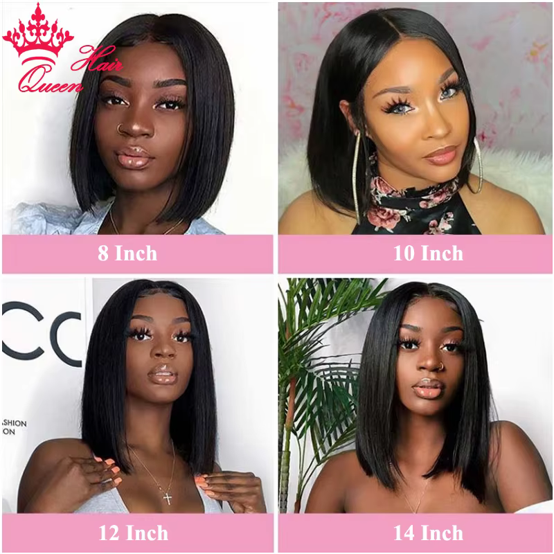 Queen Hair HD Bob Wig Bone Straight HD 4x4 5x5 6x6 Closure Wig HD 13x6 13x4 Full Frontal Bob Wig 100% Raw Human