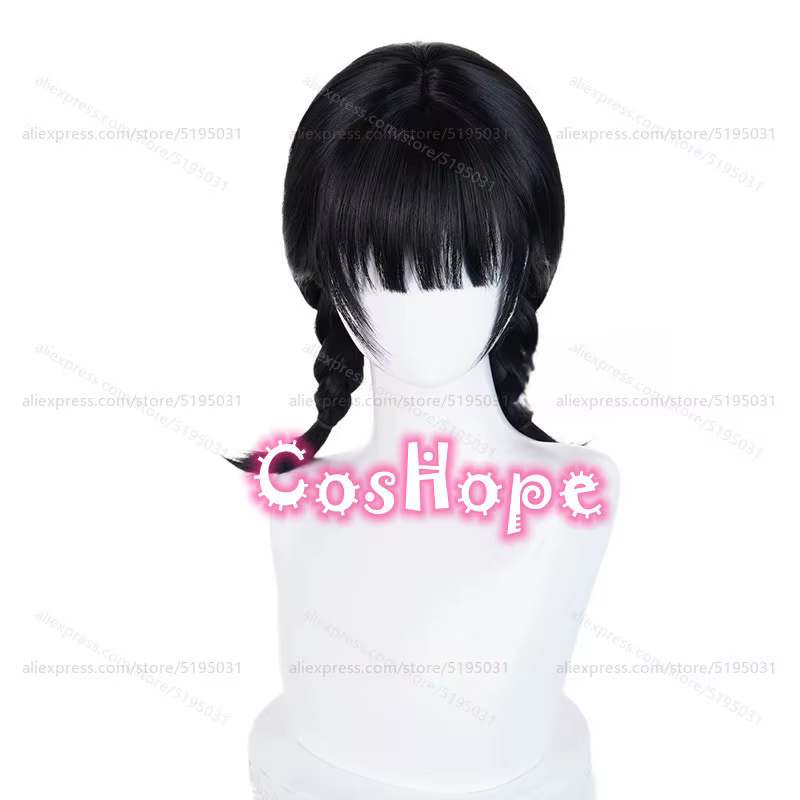 Sua – perruque de Cosplay synthétique courte pré tressée noire de 45cm