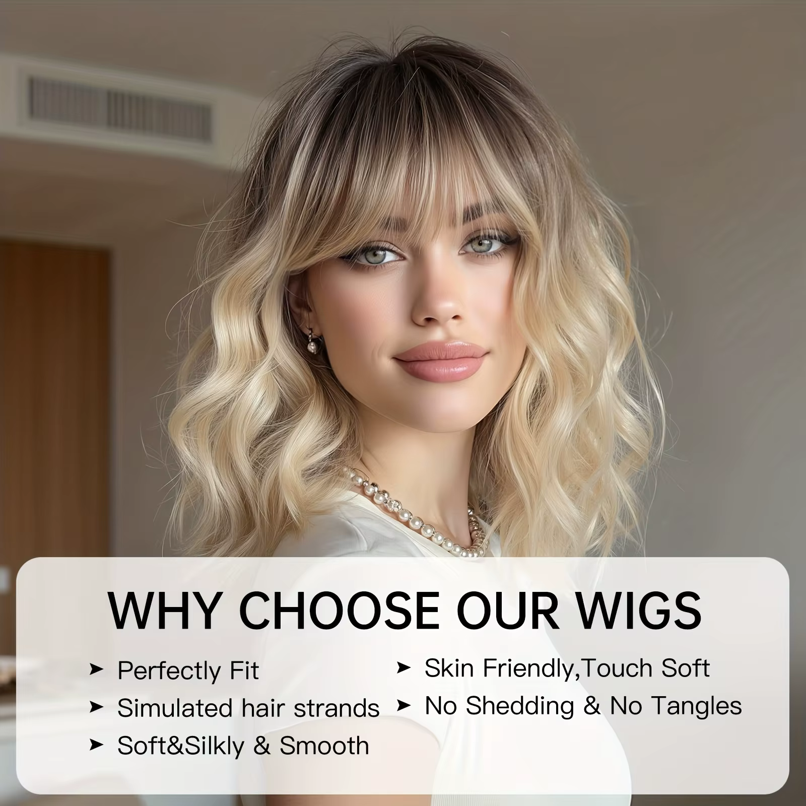 Perruque synthétique ombrée marron à blond
