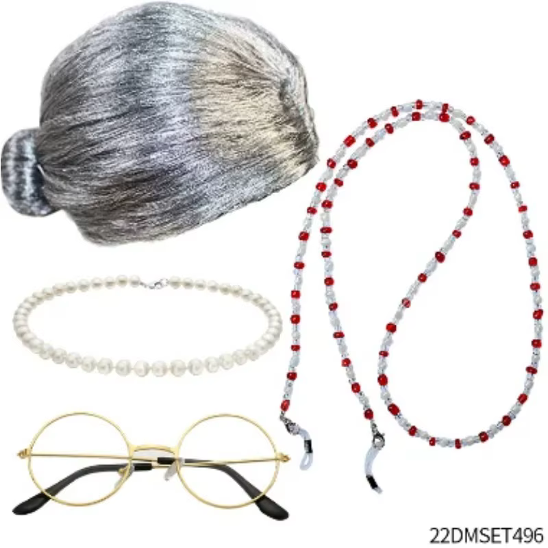 Ensemble Perruque et Lunettes de Grand-Mère pour Adulte