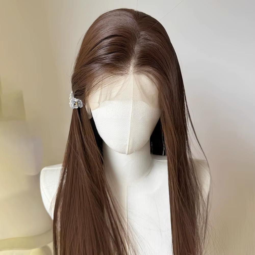Perruque Lace Front Wig synthétique noire 26 pouces