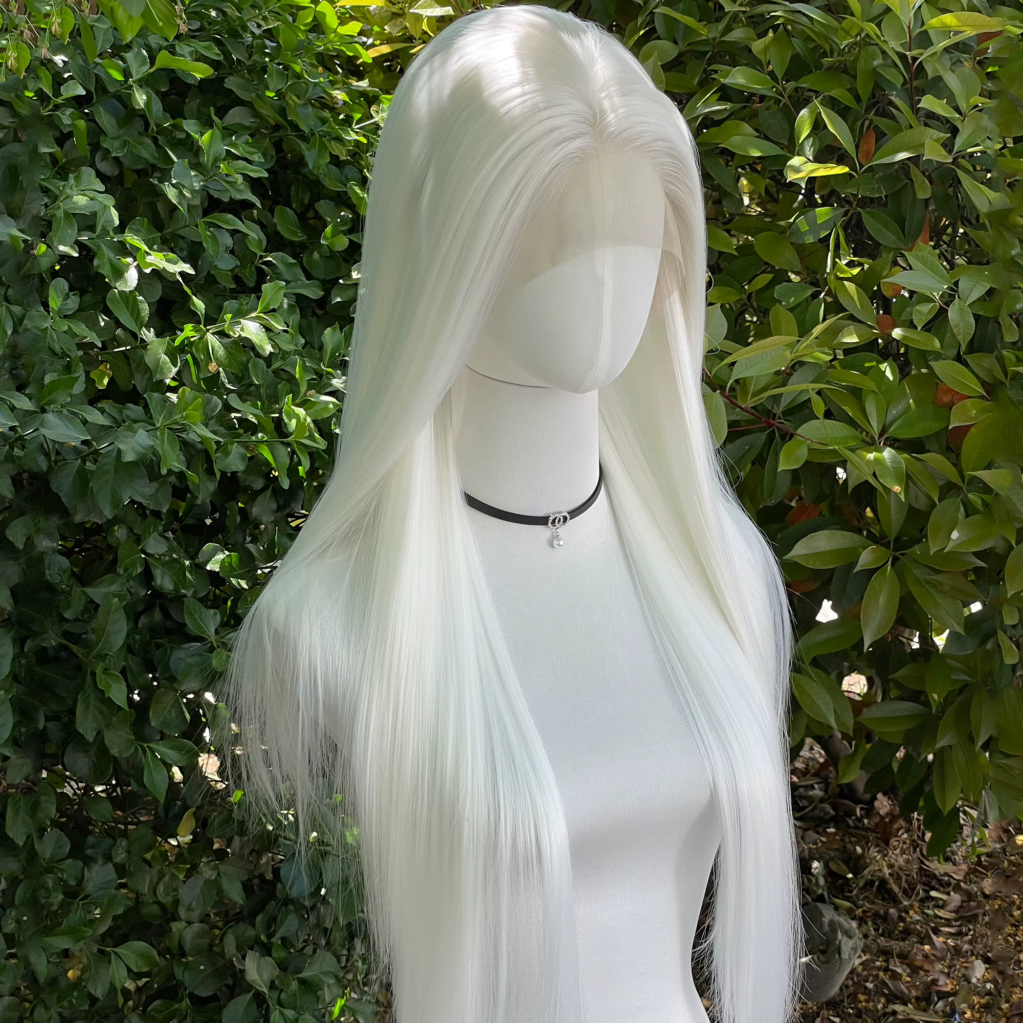 Elf Cosplay – perruque Lace Front Wig synthétique blanche 13x4