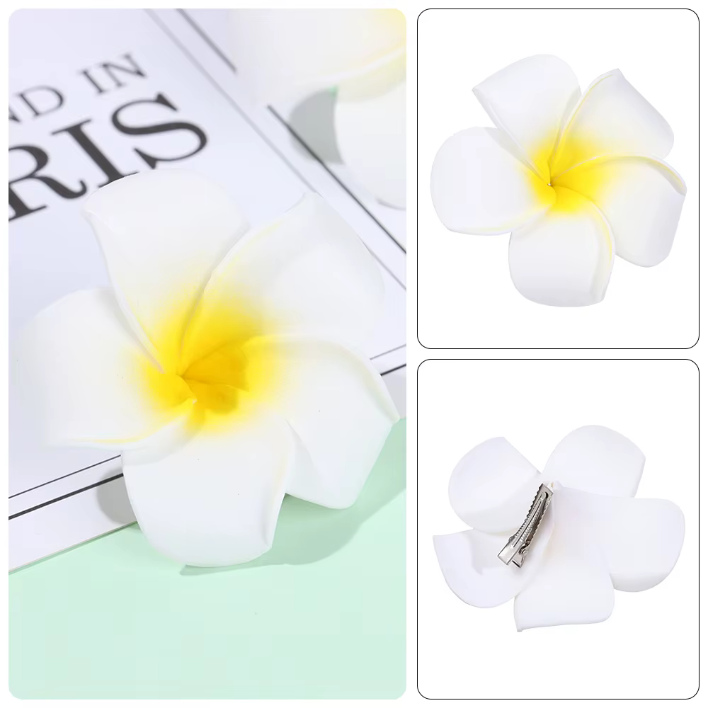 Pince à cheveux fleur blanche pour femmes et filles