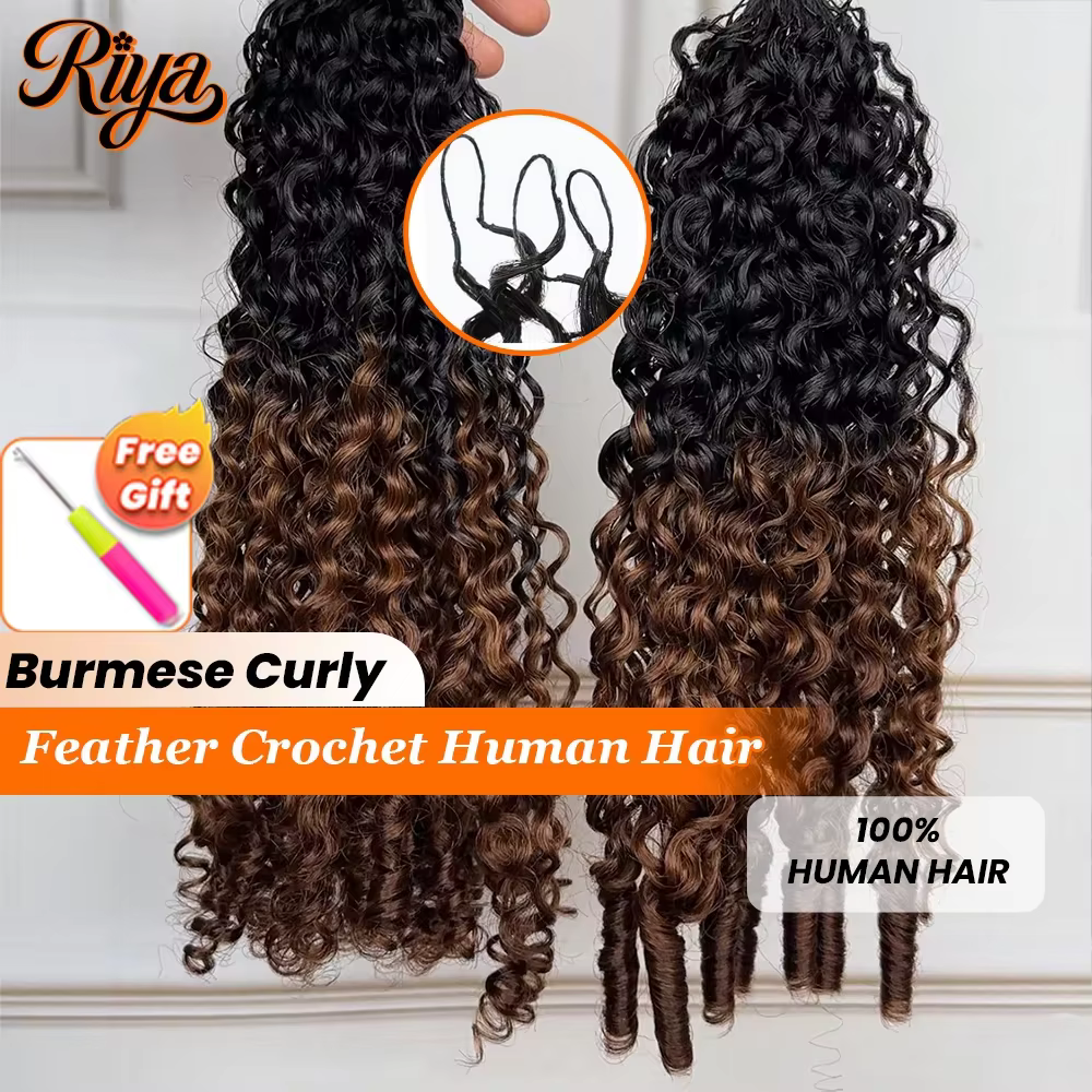 Extensions de tresses au Crochet en plumes bouclées birmans de 3e génération