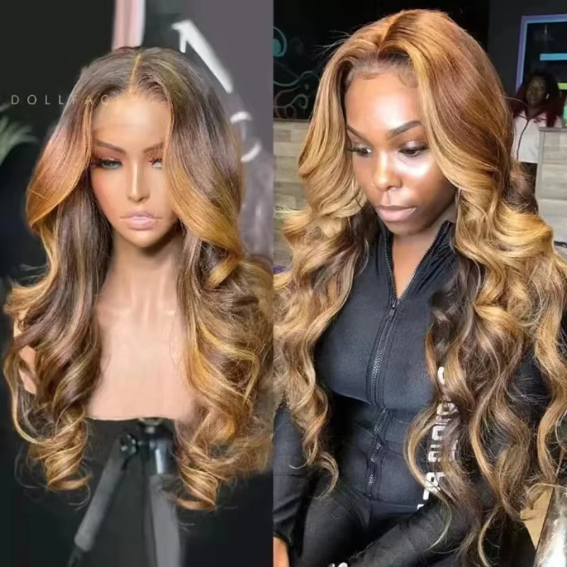 Perruque Highlight en Cheveux Humains Ondulés, Perruque Frontale HD 13x6 pour Femmes, Idéale pour le Cosplay, Perruque Lace Front de 30 Pouces en Cheveux Humains en Promotion