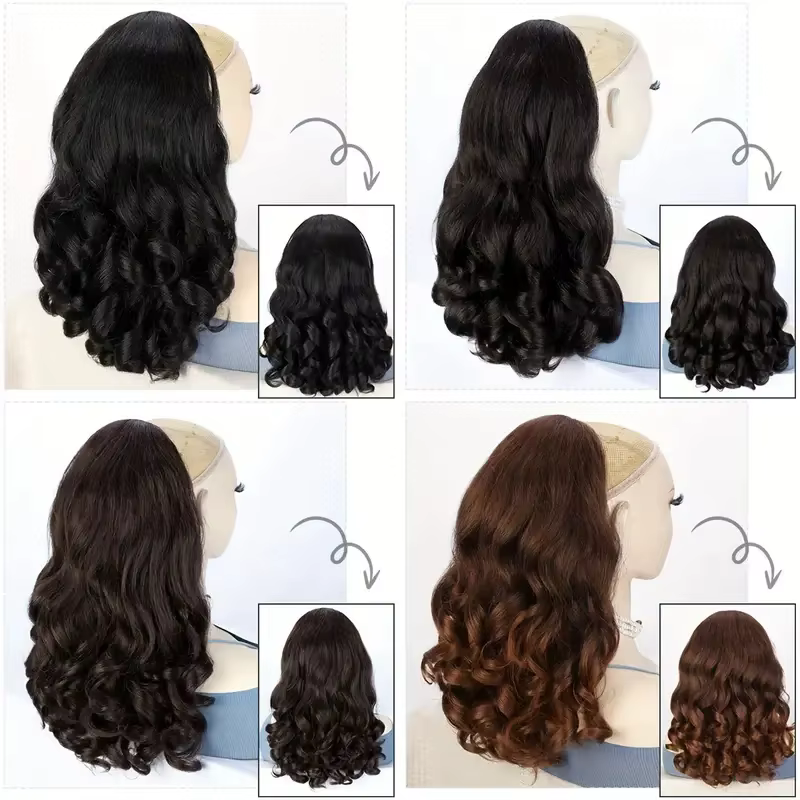 Extension de queue de cheval bouclée synthétique Yaki Bergame pour femme