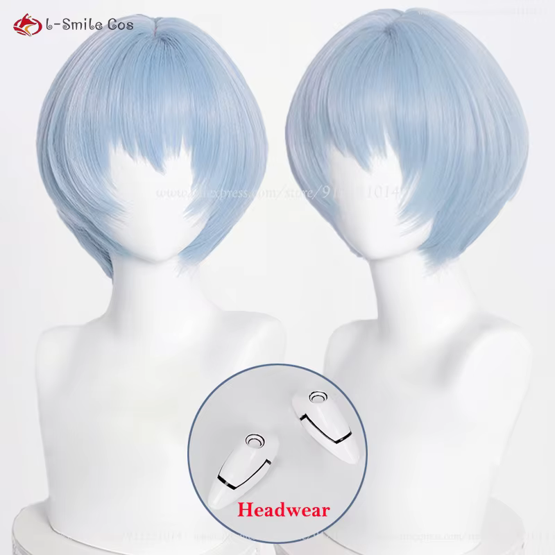 Haute qualité Anime EVA 100 cm de Long Ayanami Rei Cosplay perruque Cyan bleu cheveux bouclés résistant à la chaleur