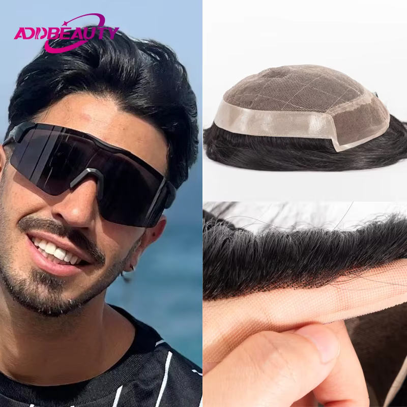 Prothèse capillaire masculine en cheveux humains naturels