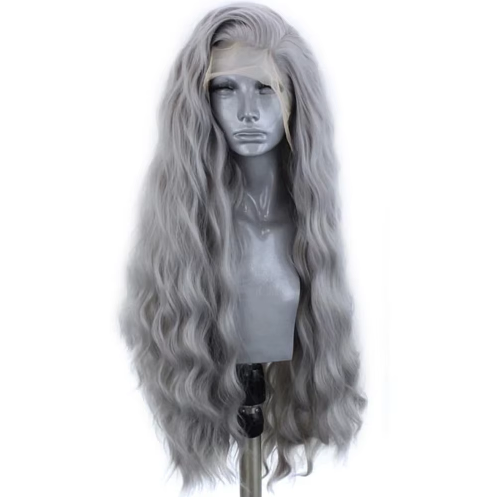Perruque Lace Front Wig synthétique grise 13x4