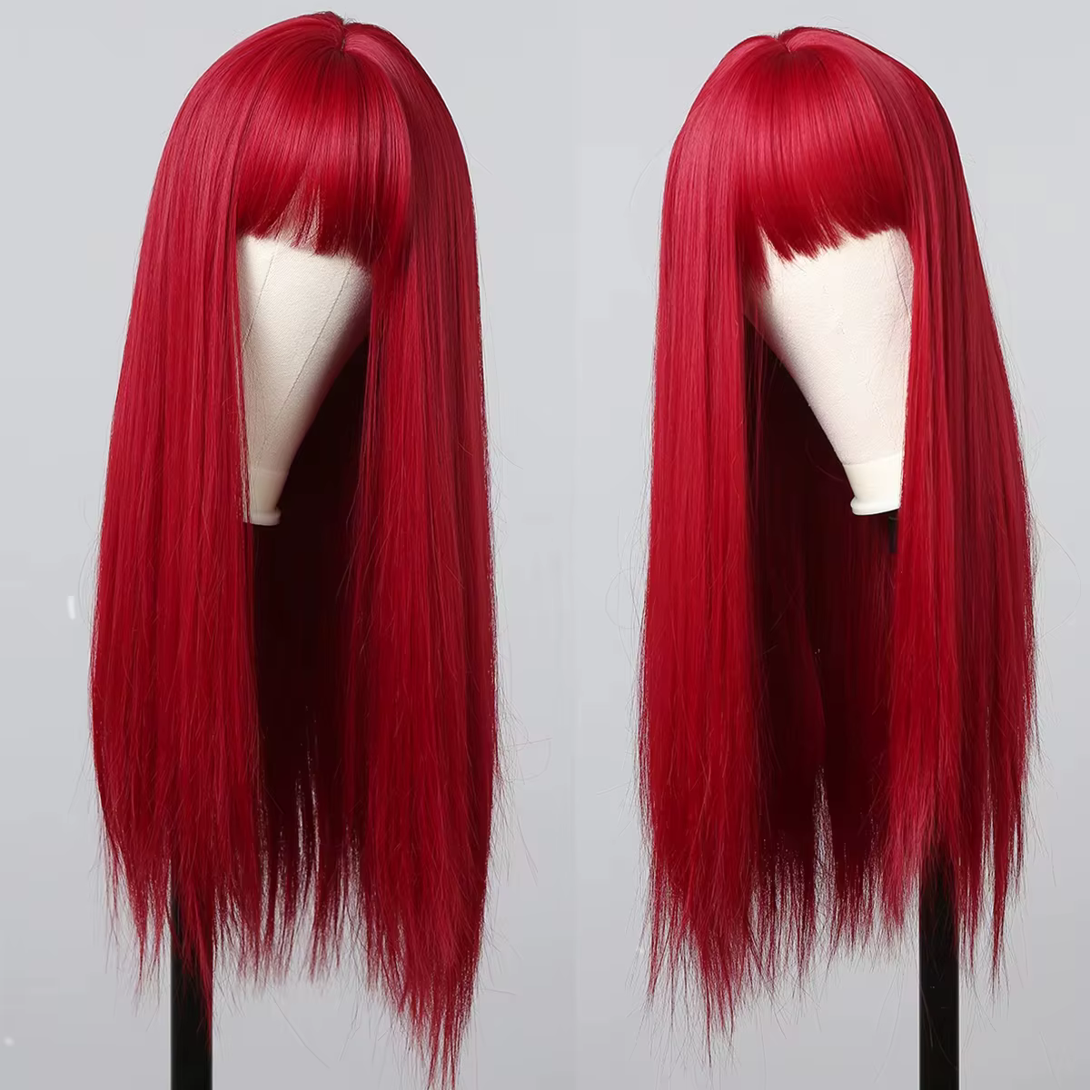 Perruque synthétique de 26 pouces avec cheveux longs et raides