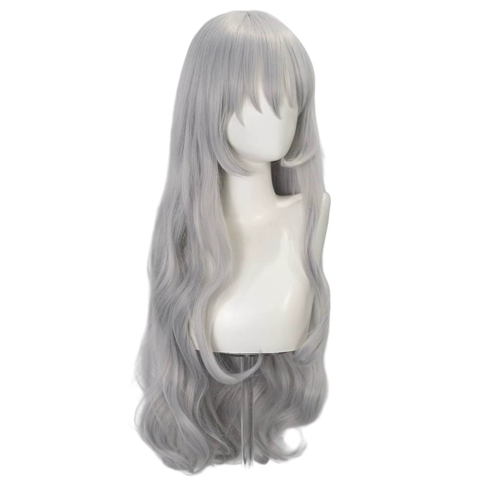 Argalia Cosplay perruque 77 cm Anime fille argent longue bandeau bouclé avec frange perruques synthétiques Halloween fête Costume accessoires