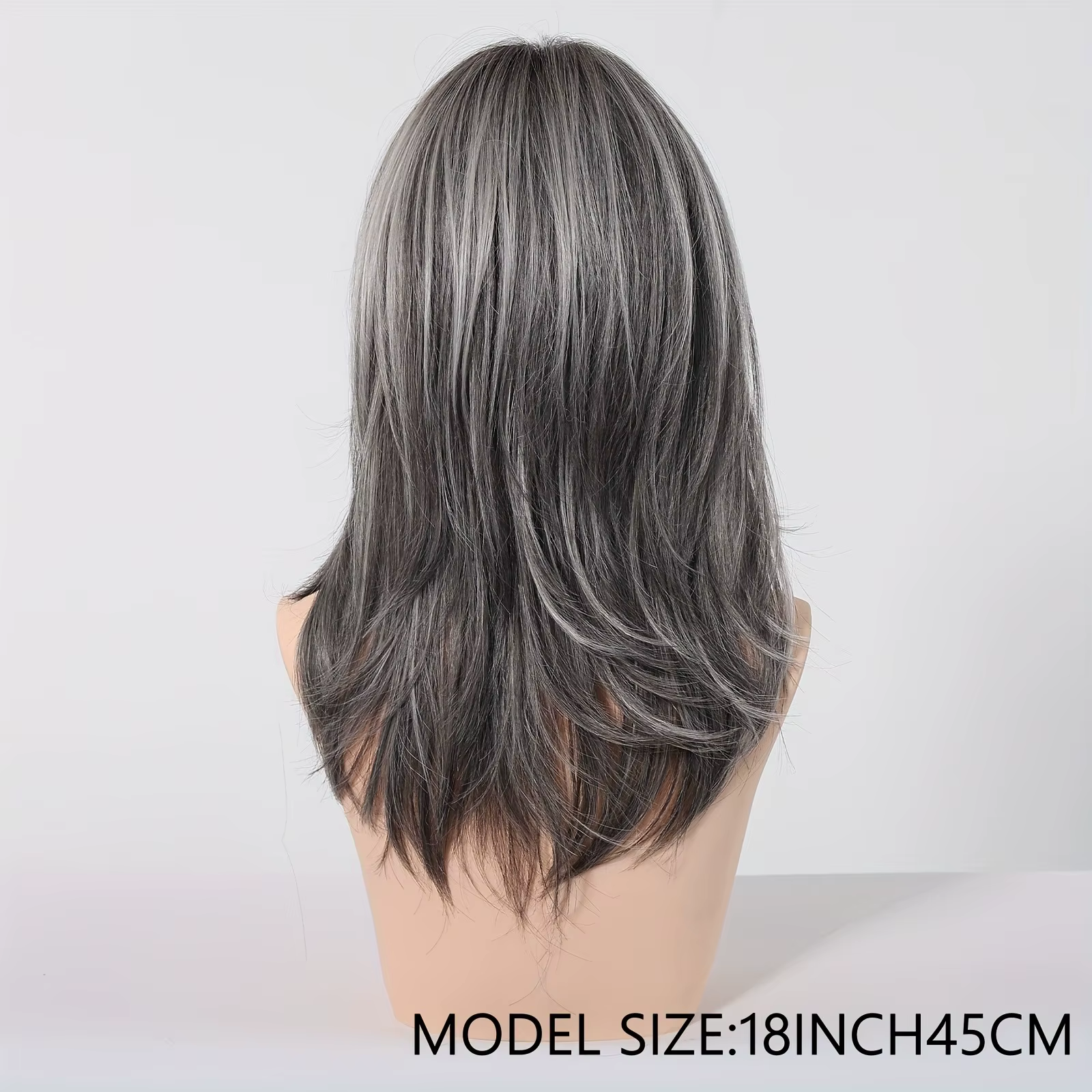 Perruque synthétique tendance avec cheveux ondulés mi-longs dans un style longueur menton