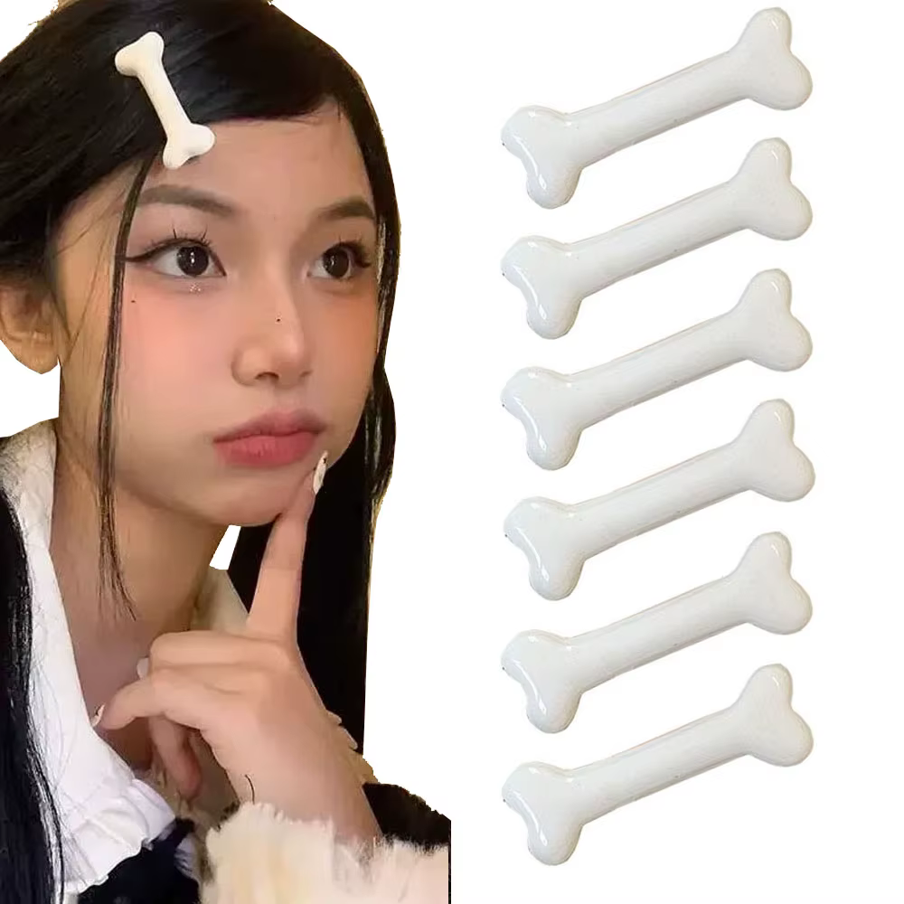 Pince à cheveux en os blanc