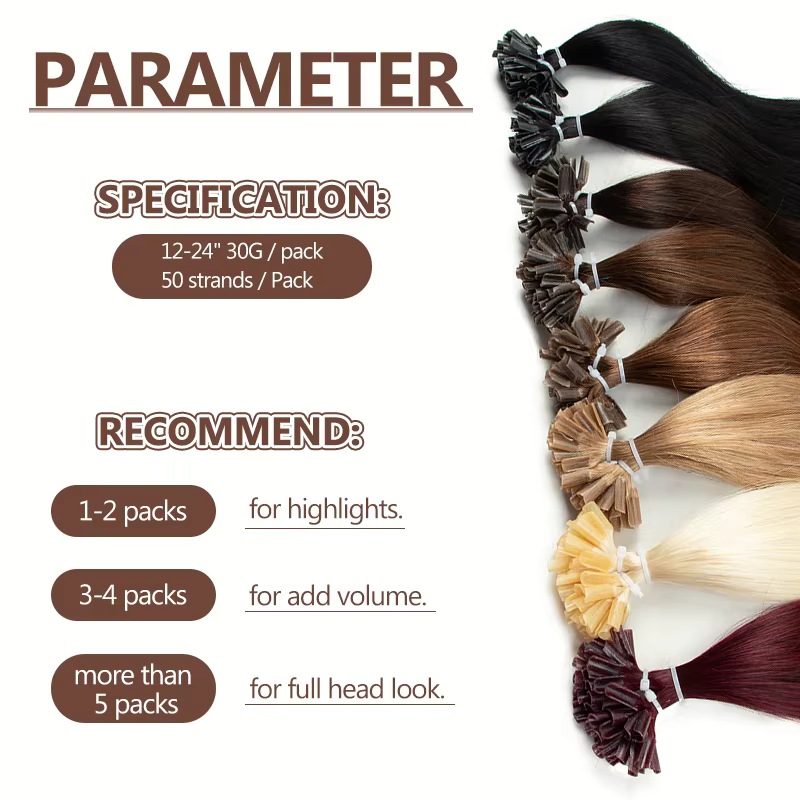 Extensions capillaires pré-collées sans couture U Tip Hot Fusion pour femmes