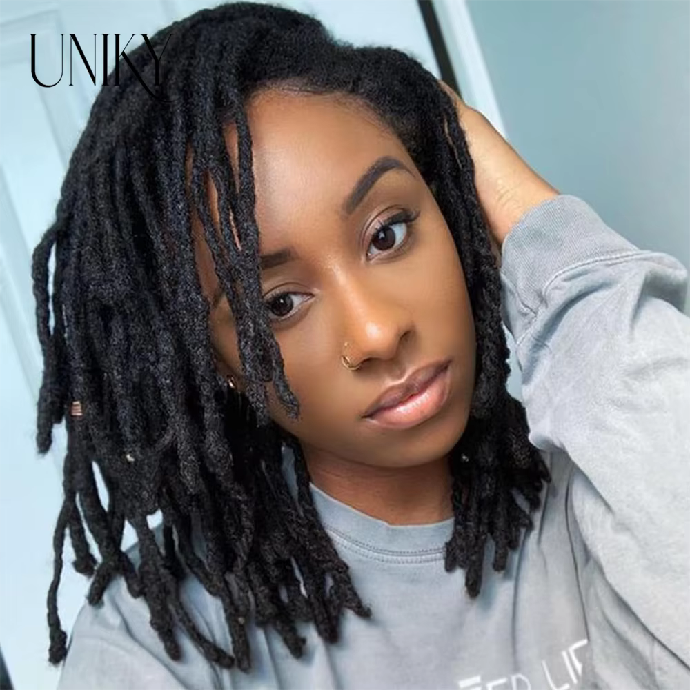 60 brins Extensions de Dreadlock pour hommes/femmes Afro crépus droites 100% cheveux humains à la main Loc